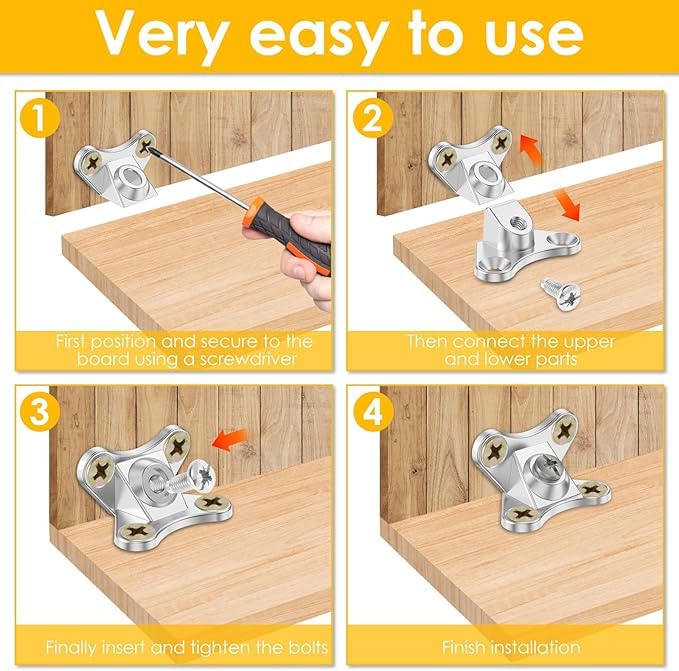24Pack Butterfly Corner Bracket Detachable Corner Brace Alloy Right Angle L Bracket with Screws, Butterfly Shape Corner Fastener for Wood Furniture Cabinet Shelves Table Chair Bed (Nickel)