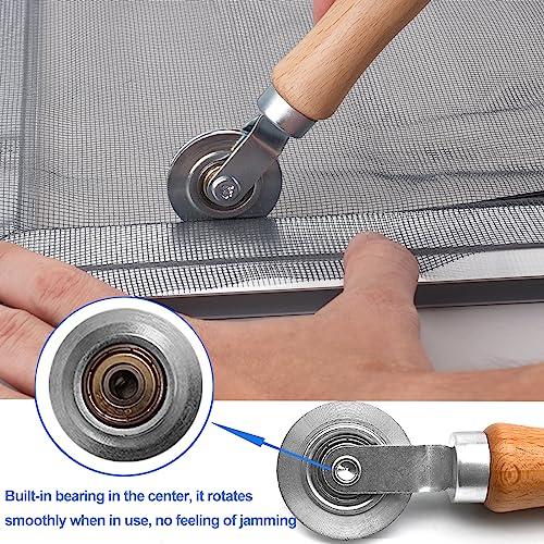 BAYTORY Window Screen Repair Kit, Steel Roller Tool with Bearing, Spline Removal Hook, 32ft Retainer Spline and 8pcs Screen Clips Replacement for Installing Door Mesh Screens BY0009G11