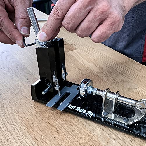 Trend Pocket Hole Jig Kit with Dual Column Jig, Face Clamp, HSS Drill Bit & Depth Setting Collar, 2 Square Bit Drives & 100 Pocket Hole Screws, PH/JIG - style: Dual Column