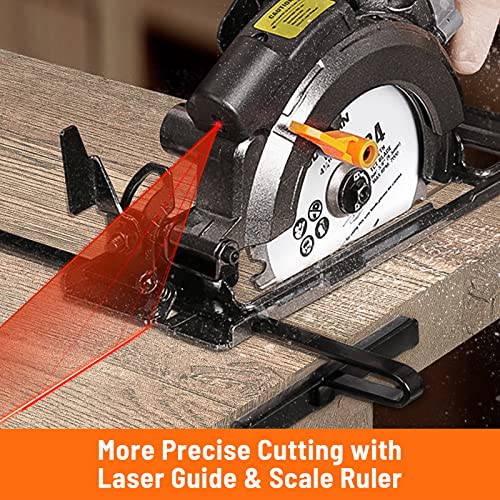 DOVAMAN Circular Saw w/Bag, 5.8A 4-1/2" mini Saw w/Laser & Auxiliary Handle - color: B-grey