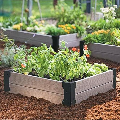 Hi-Flame 4 Set Raised Garden Bed Corner Brackets with Screws, Fit Lumber up to 2 Inch x 12 Inch Raised Bed Brackets for Vegetable Garden (Black)