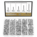 127 Pieces #8 x 1/2" 5/8" 3/4" 1" 1-1/4" Phillips Pan Head Self-Tapping Screws, Wood Screws Assortment Kit, 304 Stainless Steel - size: #8