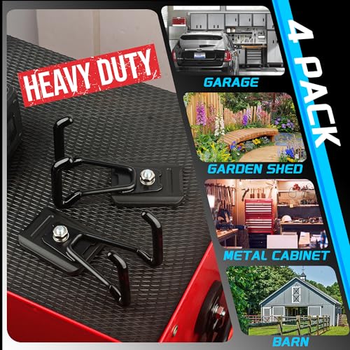 Heavy Duty Magnetic Hook, Large Utility Storage Magnetic Garage Hooks, Strong Magnet Hooks for Hanging Power Tool Hose Drill Metal Cart in Garden Workshop Kitchen (4Pack) - style: 2.24 INCH*3.07 INCH 4 PACK PRO