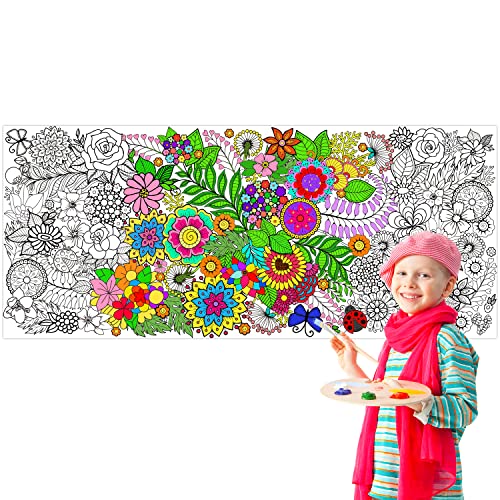 Dvbonike Jumbo Mandala Coloring Poster Giant Floral DIY Drawing Paper Craft - style: Flower No.2