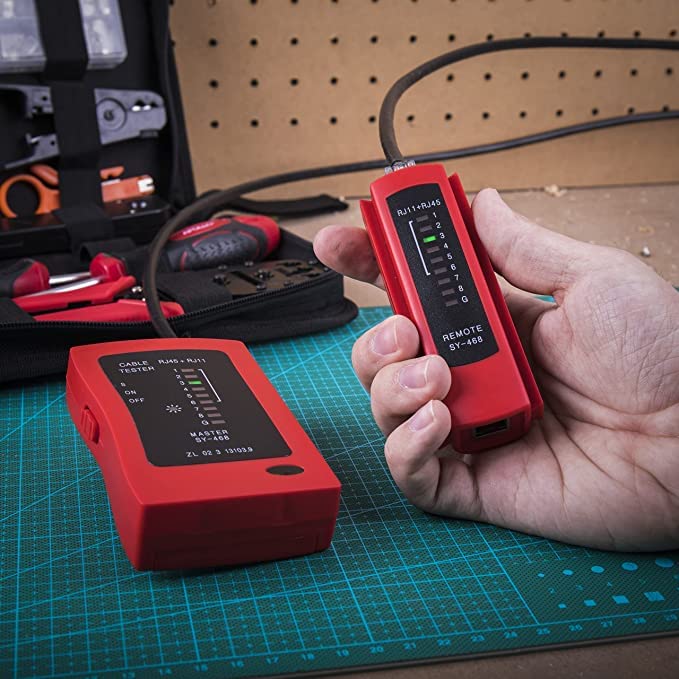 Hi-Spec Network Cable Tester Tool Kit for CAT5 CAT6 RJ11 RJ45 Punchdown