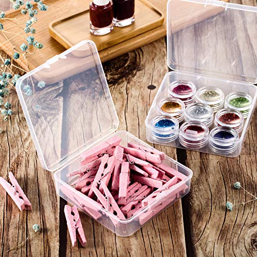 SATINIOR 24 Packs Small Clear Plastic Beads Storage Containers Box with Hinged Lid for Storage of Small Items, Crafts, Jewelry, Hardware(3.7 x 3.7 x 1.2 in) - size: 3.7 x 3.7 x 1.2 in