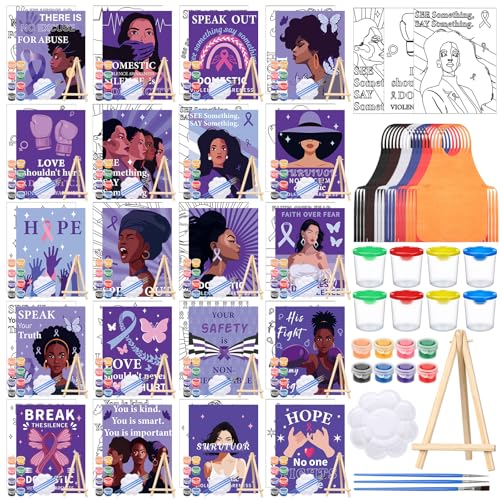 Sherr 140 Pcs 20 Set Pre Drawn Canvas Painting Kit, Anti-Domestic Violence - style: Anti-domestic Violence