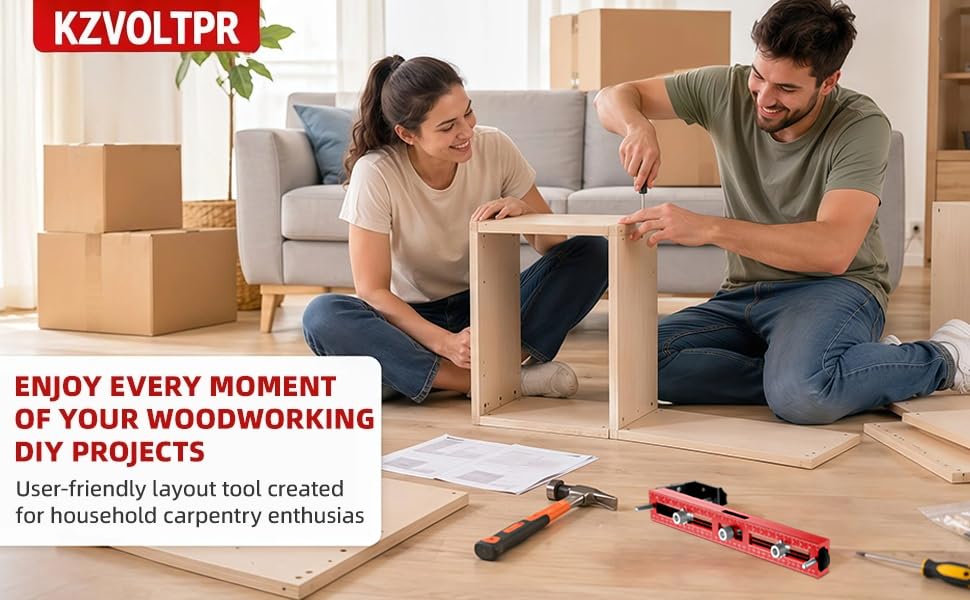 Foldable 2-in-1 Cabinet Hardware Jig with Carpenter Pencil, Adjustable Drawer Pull & Door Hinge Installation Template, CNC Aluminum Drill Guide for Woodworking