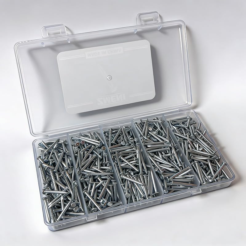 ¾ Concrete Nails – High Strength Masonry Nails (780 PCS) – Galvanized for Hanging Pictures, Frames, Shelves on Brick, Cement, Wood – Heavy Duty & Bend Resistant - size: ¾"-780 PCS