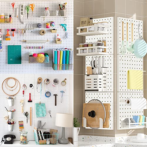 8Pcs Pegboard Wall Organizer Panels, White Pegboard Wall Mount - size: White Peg Board- 8Pcs