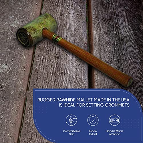 Tarps Now Multi-Purpose Rawhide Mallet, #5 Size - Heavy Duty Hammer for Grommets, Stamping Jewelry, Striking, Leather Work, Hobby Craft Work, Watch Repairs, Metal Work, and Woodworking