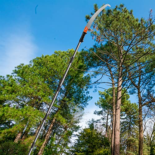 14FT Pole Saw for Tree Trimming 2-in-1 Hand Saw Steel Blade Extension Pole - size: 14 FT