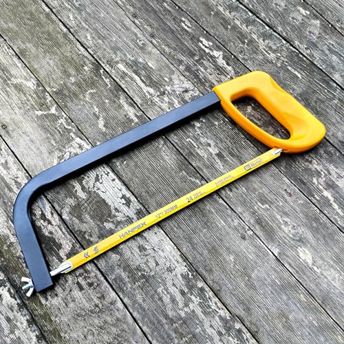 Hanpex 12in. High-Tension Hacksaw Frame with 24 TPI Bi-metal Blade, Hand Saw Suitable for Metal, wood, PVC, Carpentry - style: Hacksaw