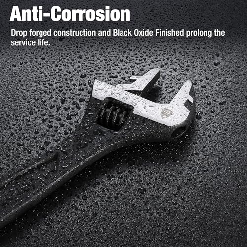 WORKPRO 8" Adjustable Wrench, Black Oxide Finish, Cr-V Steel - color: Black, size: 8 inch