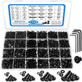 Besitu 1705 Pcs Machine Screw Assortment Kit, M2 M3 M4 M5 Metric Bolts and Nuts Kit with Lock and Flat Washers, Hex Button Head 10.9 Alloy Steel Cap Screw Set with Allen Wrench - color: Black-Hex Socket Button Head
