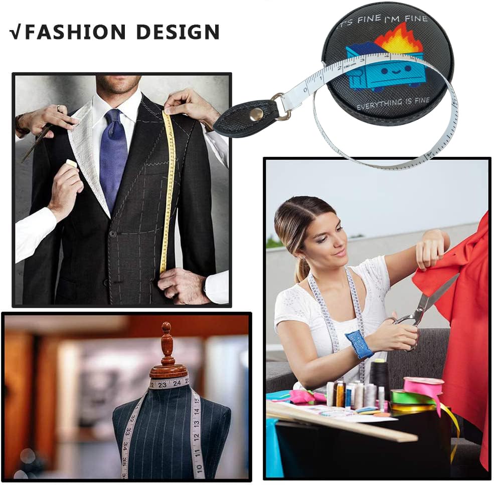 Tape Measure for Body Measuring Fabric Sewing Tailor Ruler Flexible Soft Pocket Small Mini Body Measurement Cloth Measuring Tape 60 Inch Premium Leather Retractable Tape Measure - color: Fire 1 pack