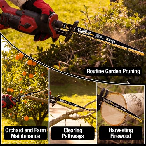 TOLESA Reciprocating Saw Blades, 12-Inch 6TPI for Wood Pruning, 3-Pack - size: 12 Inch