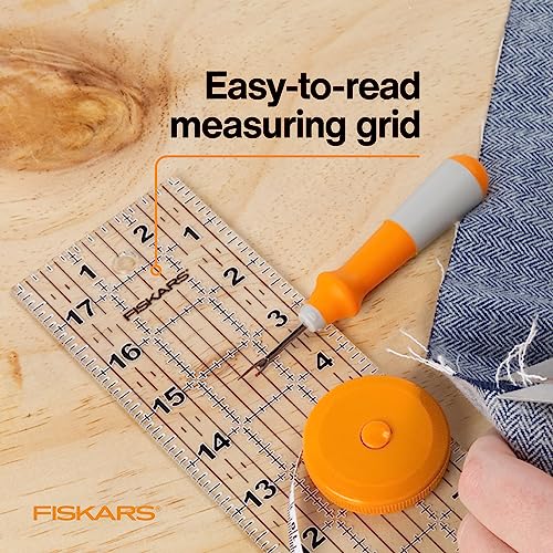 Fiskars 3" x 18" Acrylic Sewing & Quilting Ruler with Gridlines, Clear - size: 3" x 18"