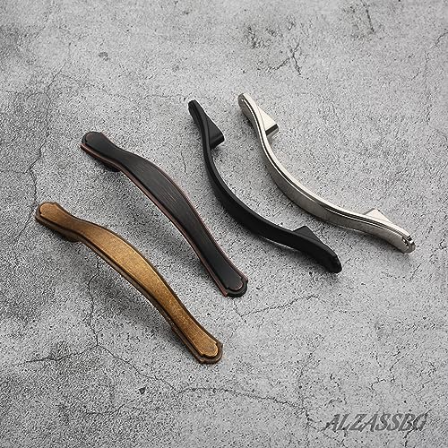 Alzassbg Antique Brass Cabinet Pulls and Handles 10 Pack, AL3028AE - color: Antique Brass, size: 3" Hole Center