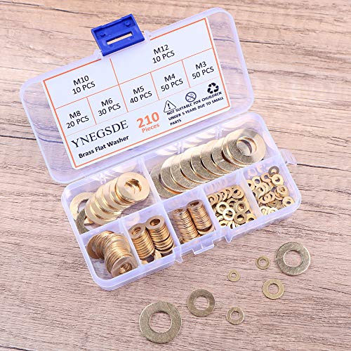 Brass Washers Assortment kit 7 Size M3 M4 M5 M6 M8 M10 M12 Brass Flat Washers for Screws Bolts