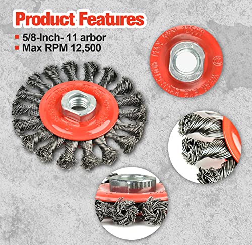 AAIN 10PCS 4 Inch Twist Knotted Wire Wheel Brush for Angle Grinder - size: 10 pack, style: 4 inch Knotted Wire Brush