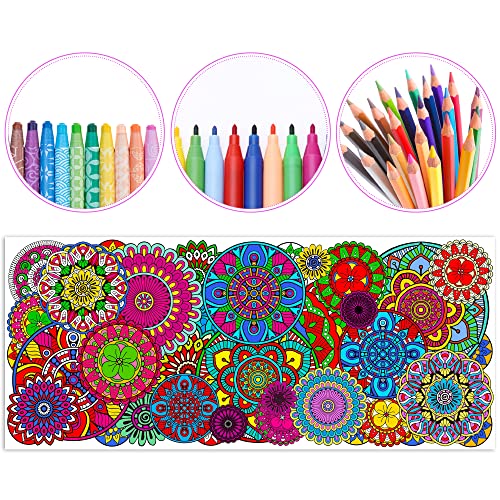 Dvbonike Jumbo Mandala Coloring Poster Giant Circular Flower DIY Paper - style: Circular Flower