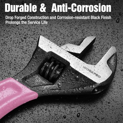 WORKPRO 2 PCS Pink Adjustable Wrench Set, 6-Inch & 10-Inch Wide Jaw Wrenches - color: Pink, size: 6-Inch & 10-Inch