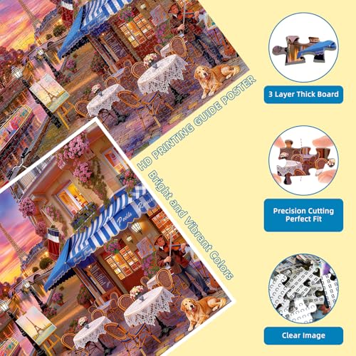 Paris Street Puzzles for Adults 1000 Pieces - color: Romantic Paris Evening