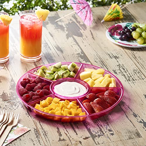 Plasticpro 6 Sectional Round Plastic Serving Tray/Platters Pink Pack of 2 - color: Pink