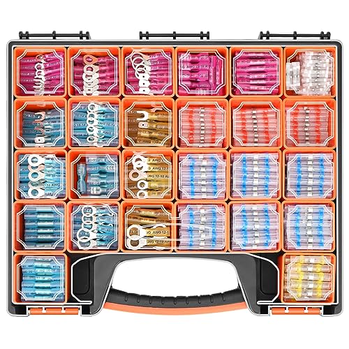 TICONN 1250 Pcs Heat Shrink Wire Connectors, Marine Crimp Ring Terminal Kit - style: 1250PCS Combo