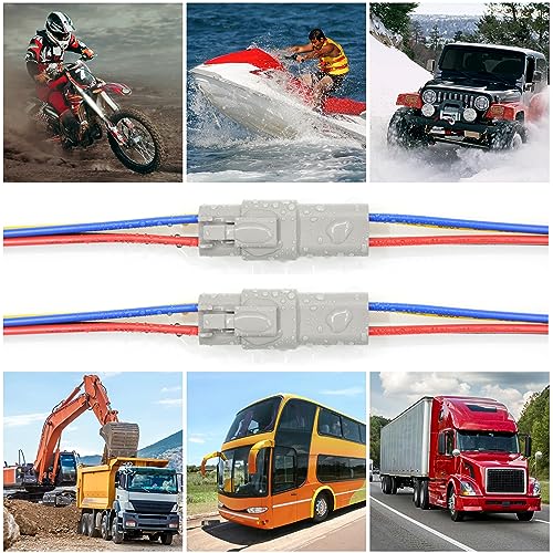 2 Set 6 Pin DT Deustch Waterproof Automotive Electrical Butt Connector with 16AWG -40℃-105℃ 600V Wires and Heat Shrink Tubes Connectors Kit for Car Truck Boat (E 6Pin Wiring 2Pair)
