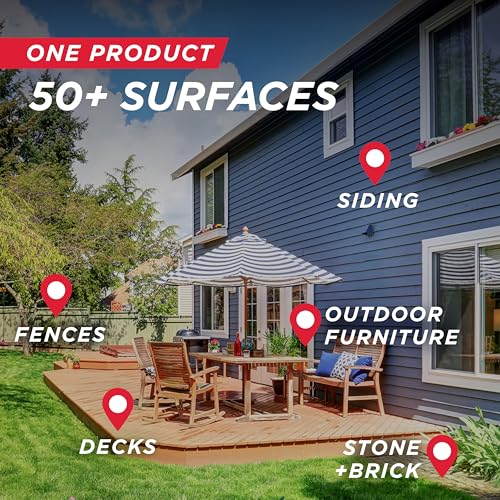 30 SECONDS Outdoor Cleaner 4 Pack with Hose End Sprayer - Cleans Stains from Algae, Mold and Mildew on Vinyl Siding, Deck, Patio, Brick and More - size: 64 Fl Oz (Pack of 4)