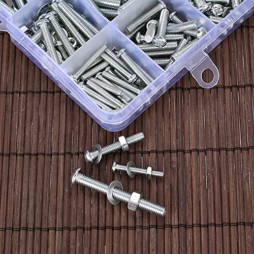 720 Pcs Nuts and Bolts Assortment Kit, M3 M4 M5 Carbon Steel Screws Bolts and Nuts and Washers Assortment Set, Assorted Cross Pan Head Machine Screws Set, with Storage Case