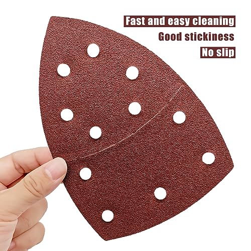 50 PCS Mouse Detail Sander Sandpaper, 80 Grit Palm Sander Sandpaper 11 Holes Hook and Loop Sander Pads Triangular Sanding Sheets Abrasive Sanding Paper for Mouse Sander - size: 80 Grit