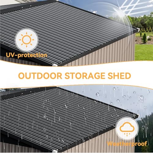 Aoxun 10 x 12FT Outdoor Storage Shed with Double Hinged Large Door, Brown