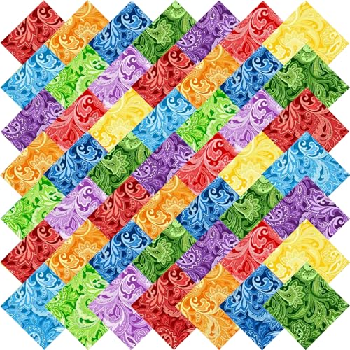 10"x10" 50pcs Cotton Fabric Squares for Sewing Quilting Supplies-Paisley - color: Paisley, size: 50 PCS 10"x10"