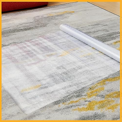 Tinideya 2 Rolls 27 in x 6 ft x 0.017 in Clear Plastic Floor Protector PVC Runner with Grippers Non Slip Stain Resistant Floor Mat Ribbed Covering for Carpet Rug High Traffic Hallway Entrance - size: 27in x 6ft x 0.017in