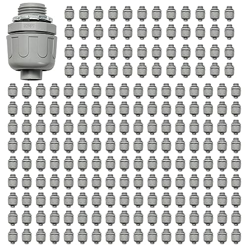 Conduit Connectors, 1/2 Inch, Straight, Grey, 200-Pack - size: 200-Pack