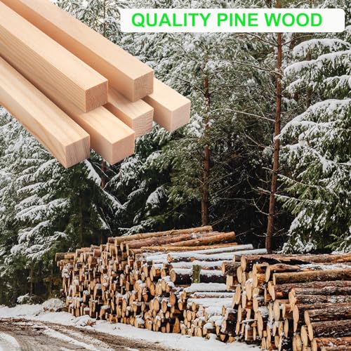 Square Wooden Dowel Rods, 6 PCS 1" x 15" Square Wood Dowels Wooden Sticks for Crafting, Unfinished Hardwood Sticks Wooden Strips for Woodworking, Crafting, Arts and DIYers, Home Decor, Model Making - size: 1"×15"-6PCS