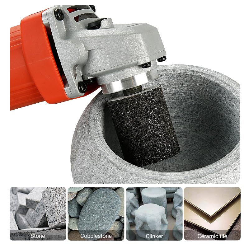 LOZLIN 4PCS Cylindrical Diamond Grinding Wheel Polishing Head Abrasive Sanding Wheel 50/100/200 Grit Angle Grinder Grinding Heads Matching Extensions - style: Cylindrical