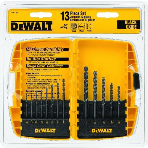 DEWALT Black Oxide Drill Bit Set with Pilot Point, 13-Piece (DW1163) - size: 13 Pieces, style: Single Unit