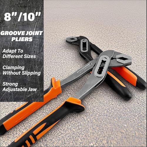 4-Piece Wrench Pliers Set,8 & 12 Inch Adjustable Wrench Set with 8 & 10 Inch Groove Joint Pliers for Home Repair - style: 4 Pack 8" & 10"&12"