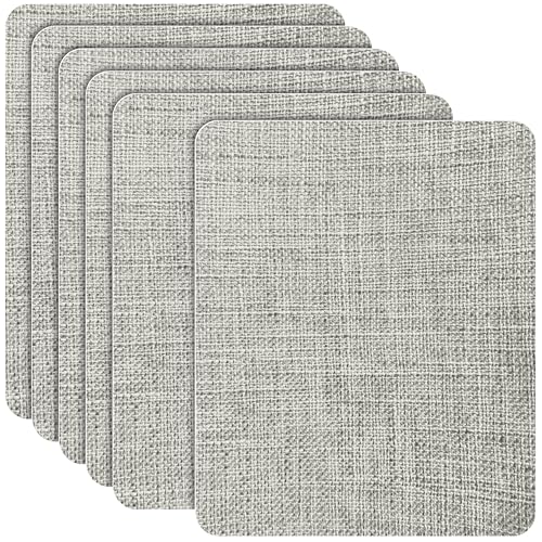 Azobur Coarse Linen Repair Patches, 6 Piece Self-Adhesive Linen Fabric Patches, Multi Color, Can be Used for Linen Sofa Repair and Linen Clothes Repair, Quick Fix Sofa.(Light Gray) - color: Linen - Light Gray