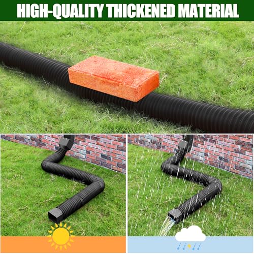 2 Pack Rain Gutter Downspout Extensions, Upgraded Flexible Drain Down Spout Extender for Rain Water Drainage, Each Extendable from 20" to 66", Combine to 10 ft with Connector(Black) - color: 2 Pack Black