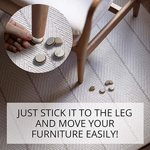 Chair Sliders X-PROTECTOR – Furniture Sliders 40 pcs Carpet Sliders 1” - size: 40 PCS 1", Self-Adhesive, For Carpet