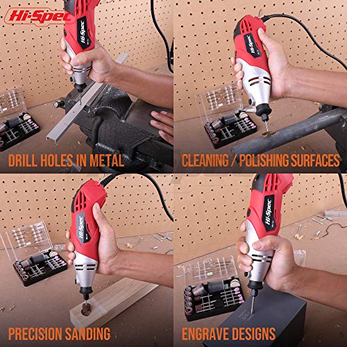 Hi-Spec Rotary Tool Kit 170W 1.4A with Dremel Compatible Bit Accessories - color: Silver