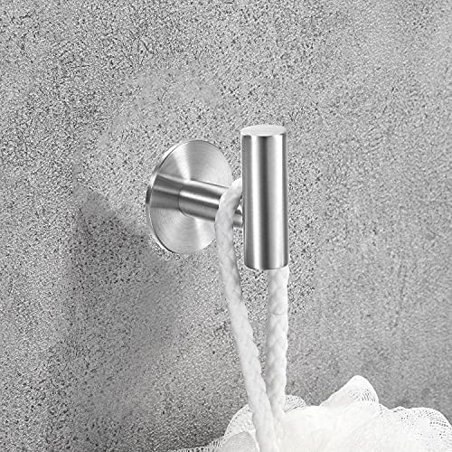 Vuzvuv Brushed Nickel Self Adhesive Stainless Steel Towel Hooks (2-Pack) | SUS304, Self-Adhesive, Heavy Duty, Waterproof, Coat Robe Hook for Bathroom, Kitchen, Hotel - color: Silver-2 Pcs