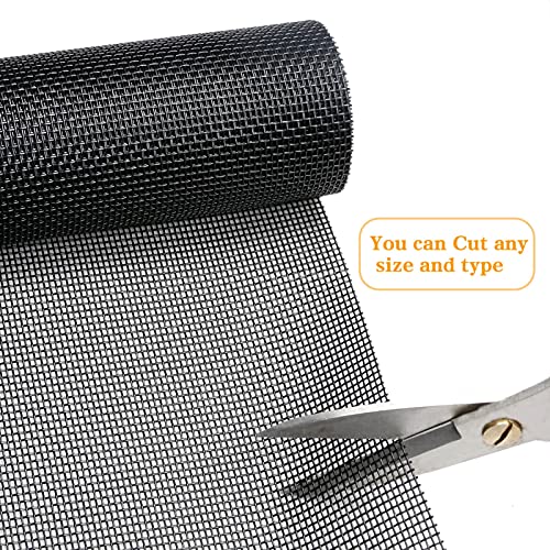 Tooltriz Pet Proof Window Screen Replacement, 39 inch W x 100 inch L, Upgraded Thicken Charcoal Mesh for Sliding Pet Screen Door Repair - Screen Door Protector for Dogs Patio Screen mesh - size: 39“ W x 100" L