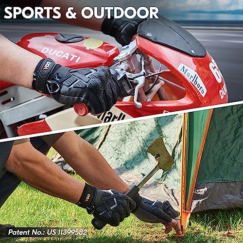 Vgo... NGG X1 Seamless Utility Gloves, Half Finger Mechanic Synthetic Leather Gloves,Knuckle Impacted Work Gloves - color: Black-heavy Duty, size: Large(1 Pair)