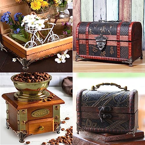 24 PCS Antique Brass Box Legs Feet for Wood Jewelry Treasure Storage Chest - color: Bronze